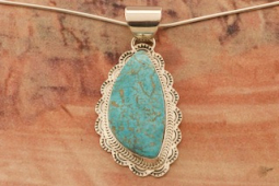 Genuine Kingman Turquoise Sterling Silver Native American Pendant